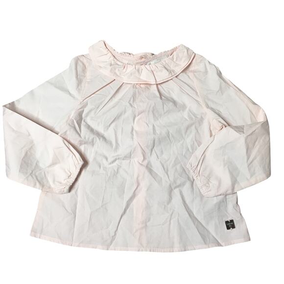 Carrement Beau Girls Long Sleeve Back Buttons Blouse Top Pastel Pink Cotton 4A - Picture 1 of 10